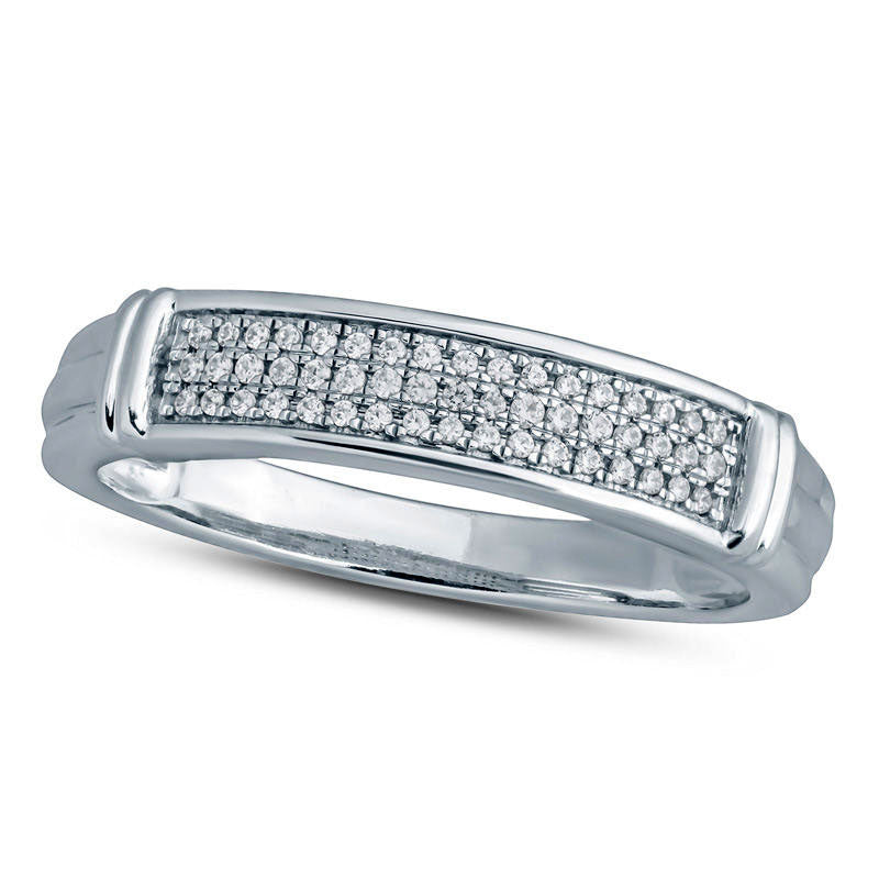 Image of ID 1 Men's 017 CT TW Natural Diamond Triple Row Collar Wedding Band in Solid 10K White Gold
