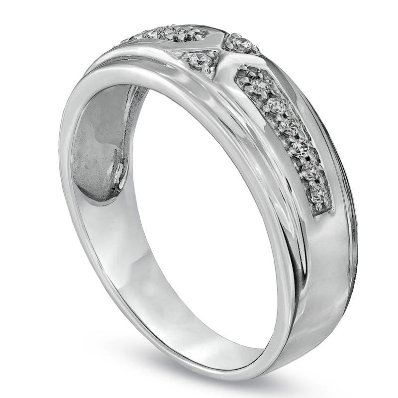 Image of ID 1 Men's 017 CT TW Natural Diamond Wedding Band in Solid 10K White Gold