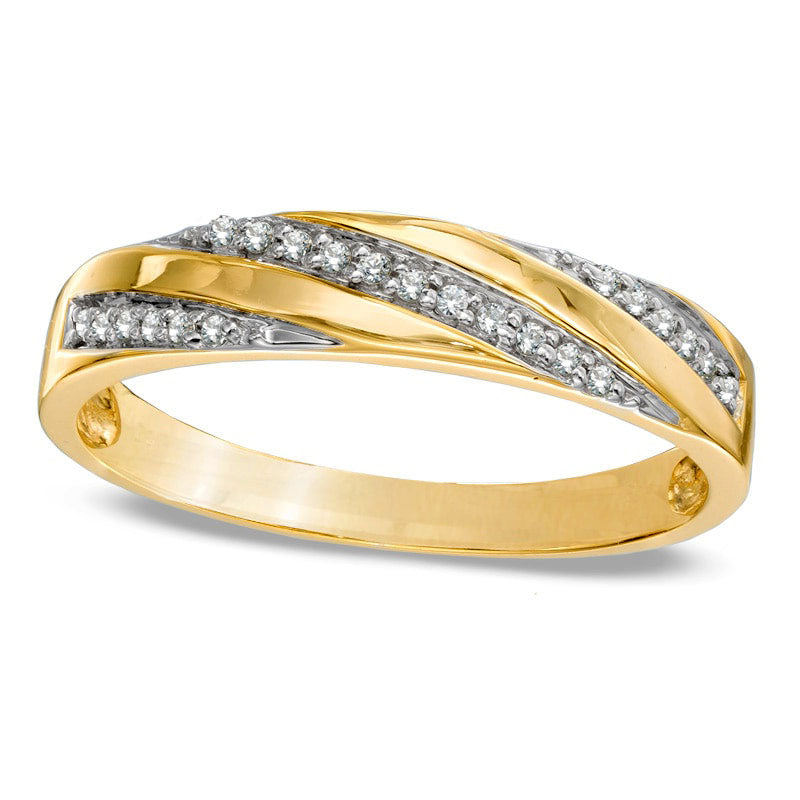 Image of ID 1 Men's 017 CT TW Natural Diamond Wedding Band in Solid 10K Yellow Gold