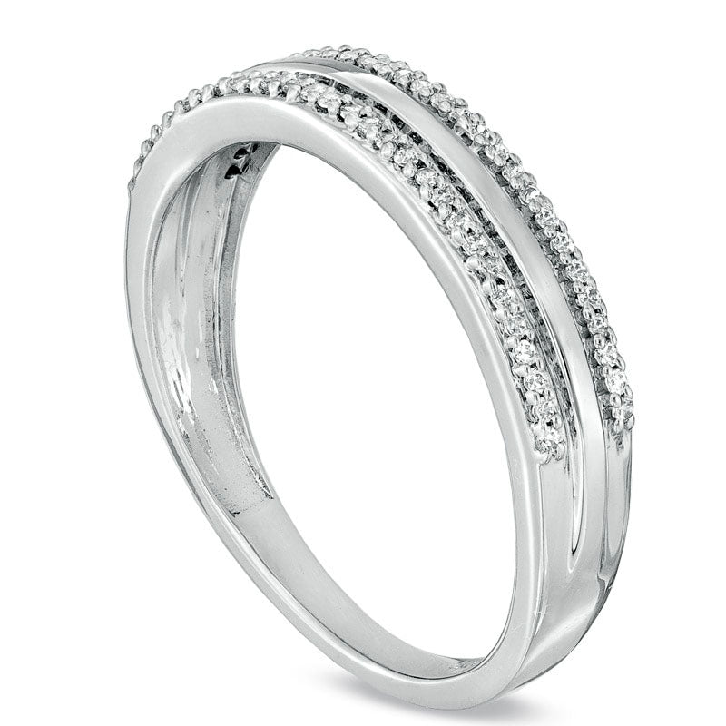 Image of ID 1 Men's 020 CT TW Natural Diamond Edge Wedding Band in Solid 10K White Gold
