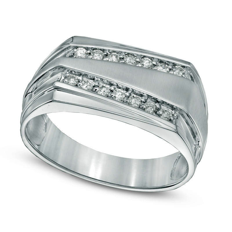Image of ID 1 Men's 020 CT TW Natural Diamond Ring in Solid 10K White Gold