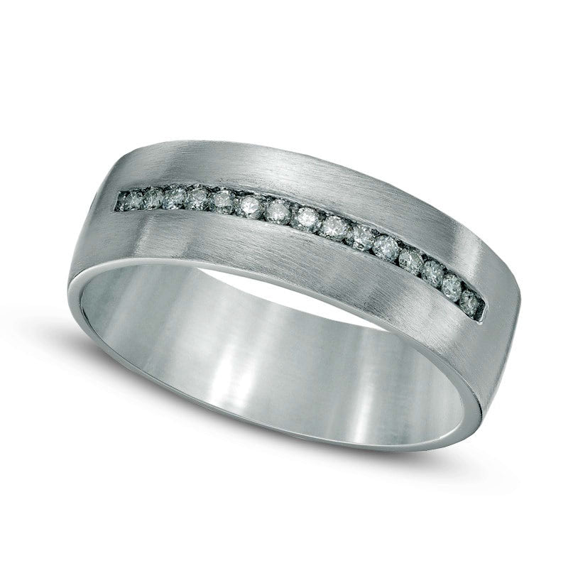 Image of ID 1 Men's 020 CT TW Natural Diamond Satin Finish Wedding Band in Solid 10K White Gold
