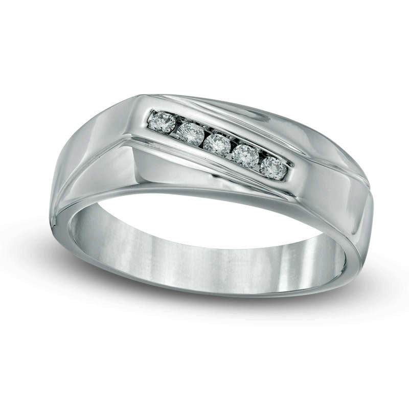 Image of ID 1 Men's 020 CT TW Natural Diamond Wedding Band in Sterling Silver