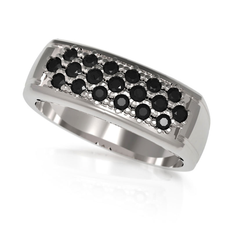 Image of ID 1 Men's 025 CT TW Enhanced Black Natural Diamond Wedding Band in Solid 10K White Gold