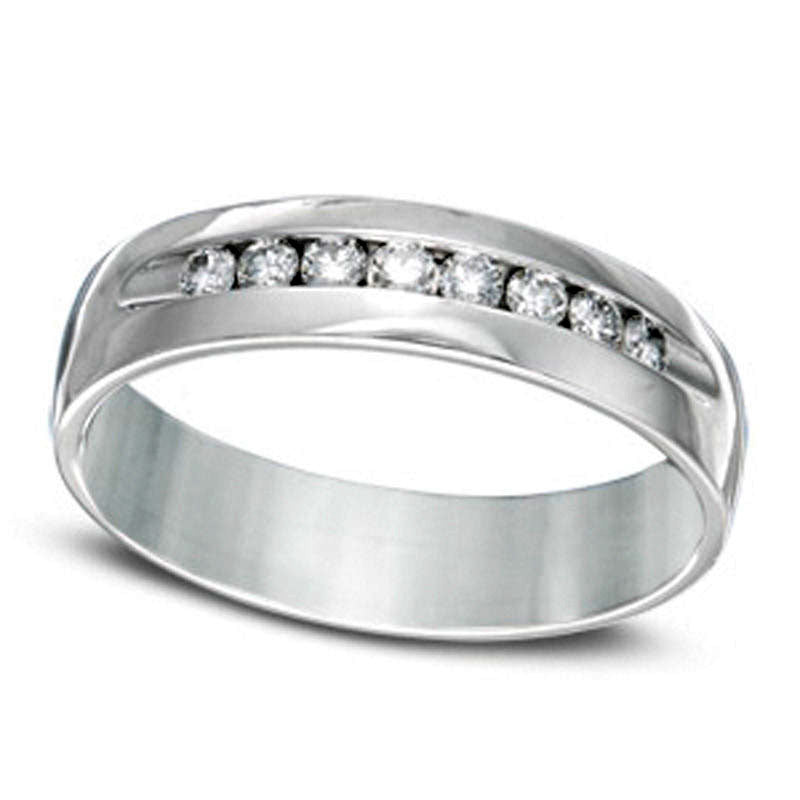 Image of ID 1 Men's 025 CT TW Natural Diamond Channel Anniversary Band in Solid 14K White Gold (I/SI2)