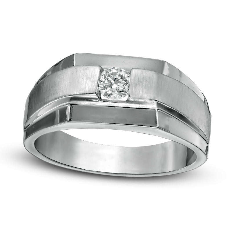 Image of ID 1 Men's 033 CT Natural Clarity Enhanced Diamond Solitaire Ring in Solid 14K White Gold