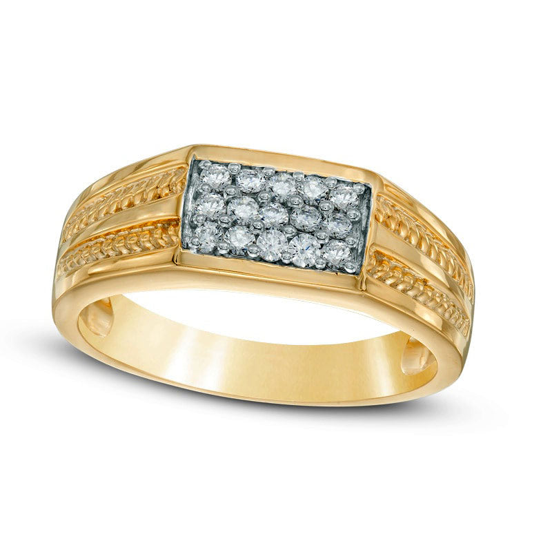 Image of ID 1 Men's 033 CT TW Natural Diamond Ring in Solid 10K Yellow Gold