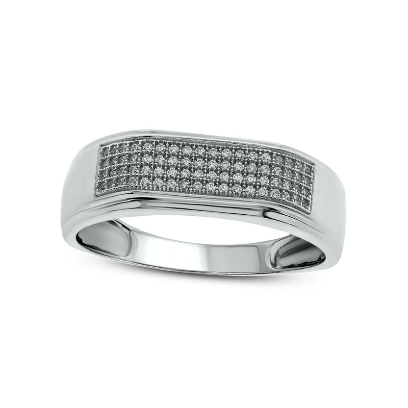 Image of ID 1 Men's 033 CT TW Natural Diamond Squared Wedding Band in Solid 14K White Gold