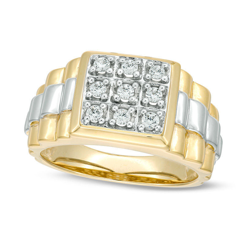 Image of ID 1 Men's 050 CT TW Composite Natural Diamond Comfort-Fit Stepped Shank Ring in Solid 14K Gold