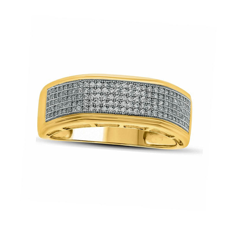 Image of ID 1 Men's 050 CT TW Natural Diamond Multi-Row Wedding Band in Solid 14K Gold