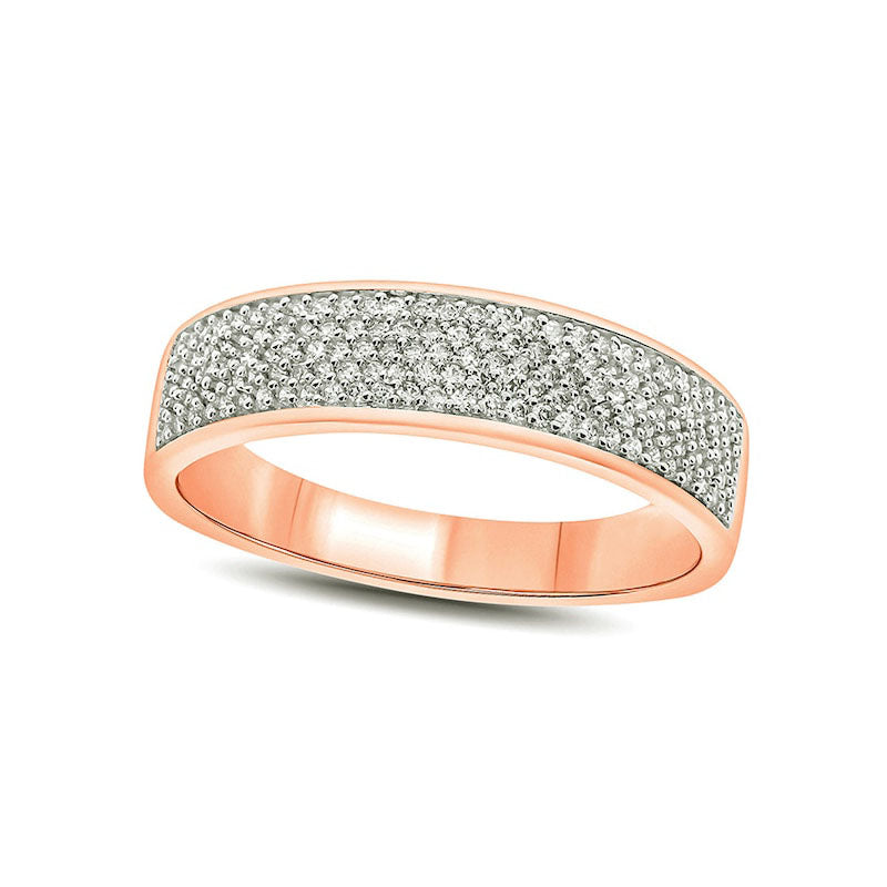 Image of ID 1 Men's 050 CT TW Natural Diamond Multi-Row Wedding Band in Solid 14K Rose Gold