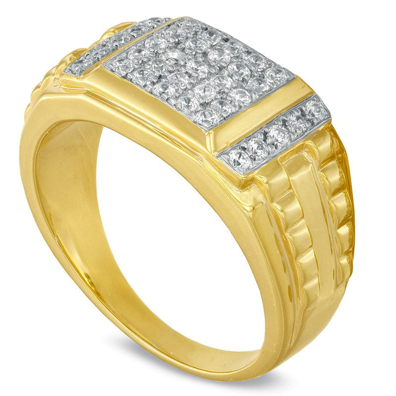 Image of ID 1 Men's 050 CT TW Natural Diamond Ring in Sterling Silver and Solid 14K Gold Plate
