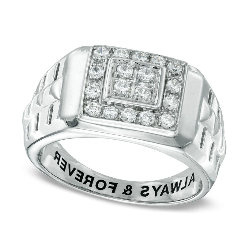 Image of ID 1 Men's 050 CT TW Natural Diamond Wedding Band in Sterling Silver (16 Characters)