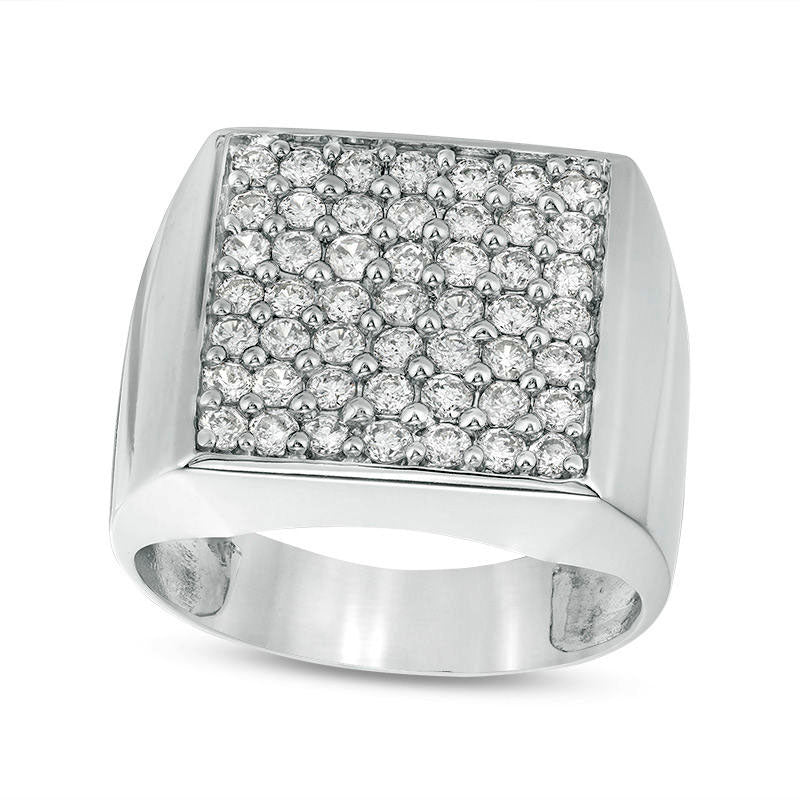 Image of ID 1 Men's 15 CT TW Composite Natural Diamond Square Ring in Solid 14K White Gold