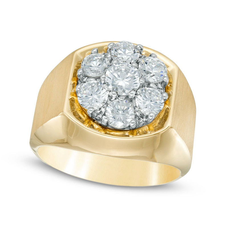 Image of ID 1 Men's 20 CT TW Natural Diamond Cluster Comfort Fit Ring in Solid 10K Yellow Gold