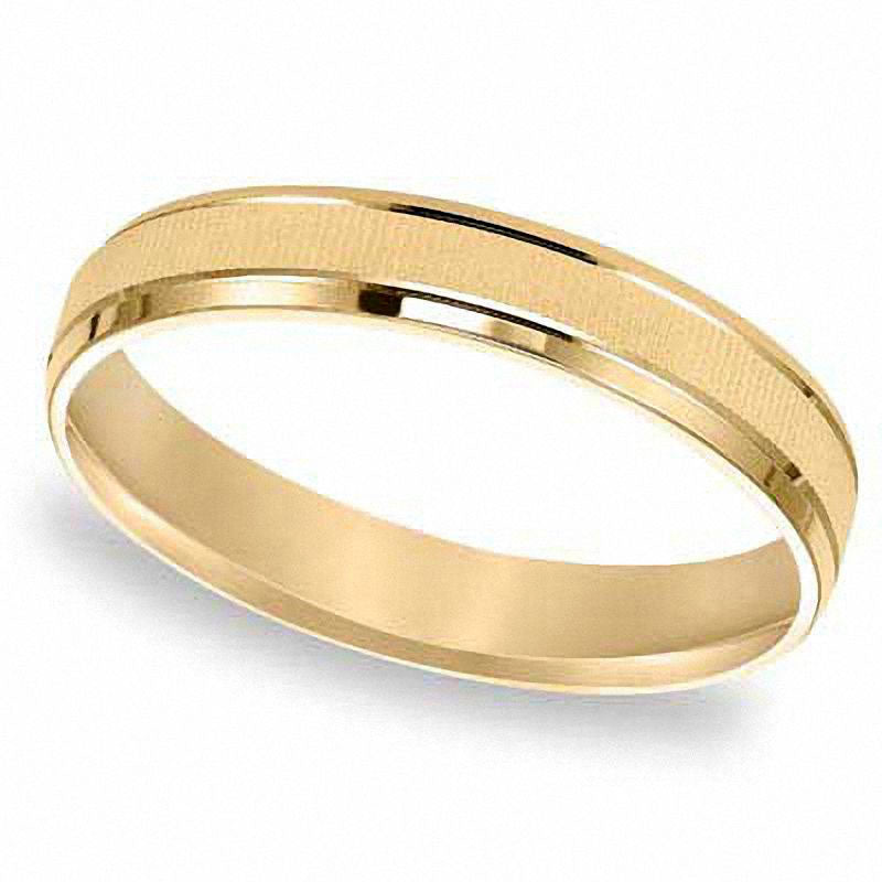 Image of ID 1 Men's 40mm Beveled Edge Wedding Band in Solid 10K Yellow Gold