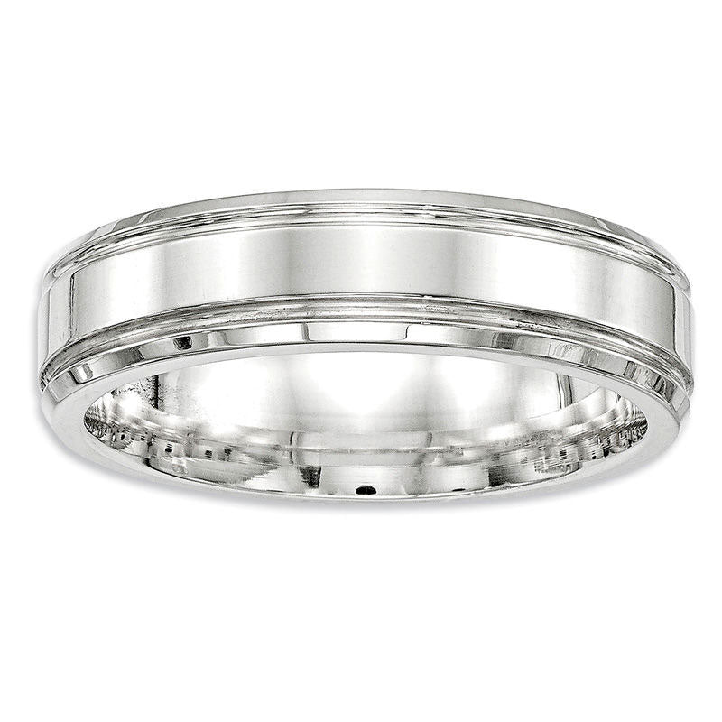 Image of ID 1 Men's 60mm Beveled Edge Wedding Band in Sterling Silver