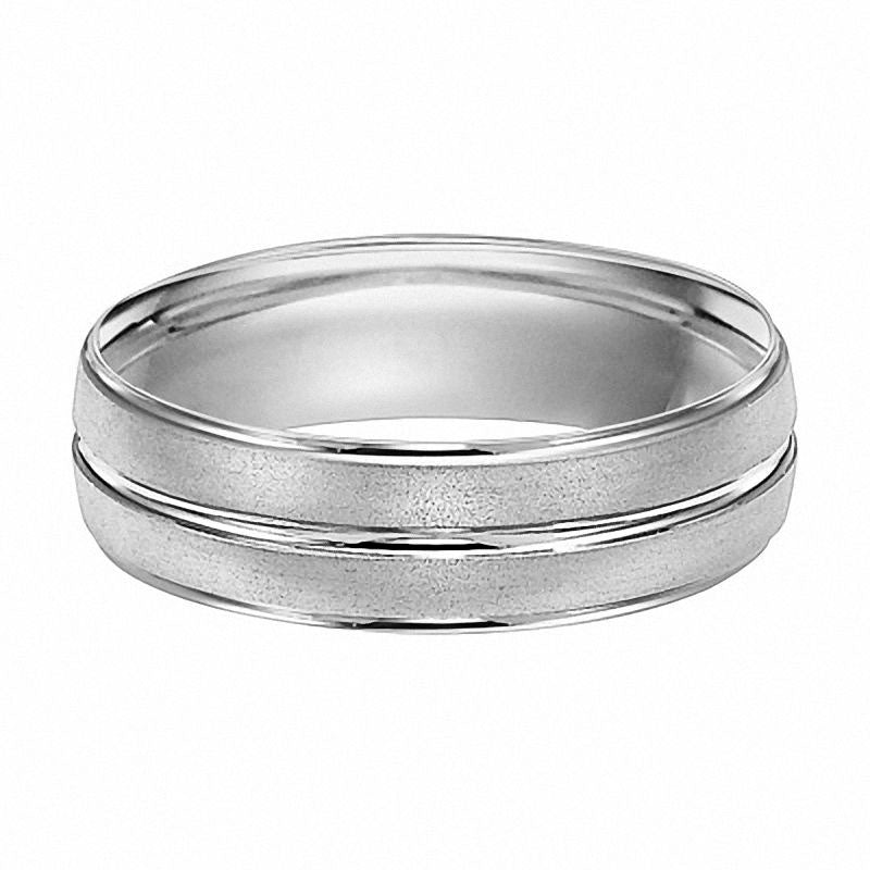 Image of ID 1 Men's 60mm Center Groove Wedding Band in Solid 10K White Gold