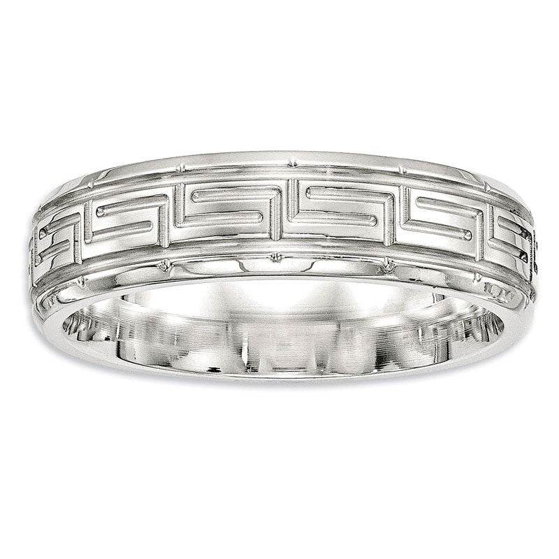 Image of ID 1 Men's 60mm Greek Key Wedding Band in Sterling Silver