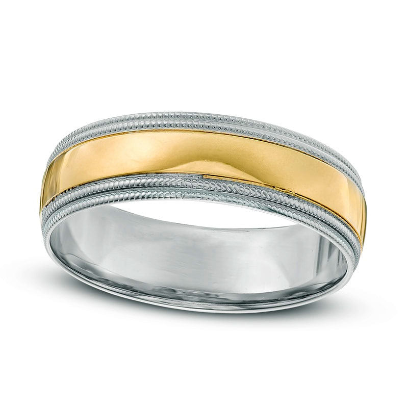 Image of ID 1 Men's 60mm Milgrain Wedding Band in Solid 14K Two-Tone Gold