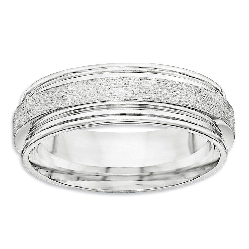 Image of ID 1 Men's 70mm Brushed Tapered Groove Wedding Band in Sterling Silver