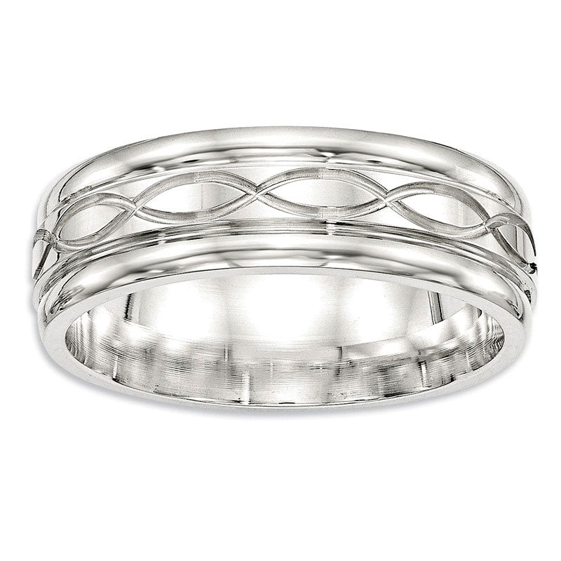 Image of ID 1 Men's 70mm Infinity Stripe Wedding Band in Sterling Silver