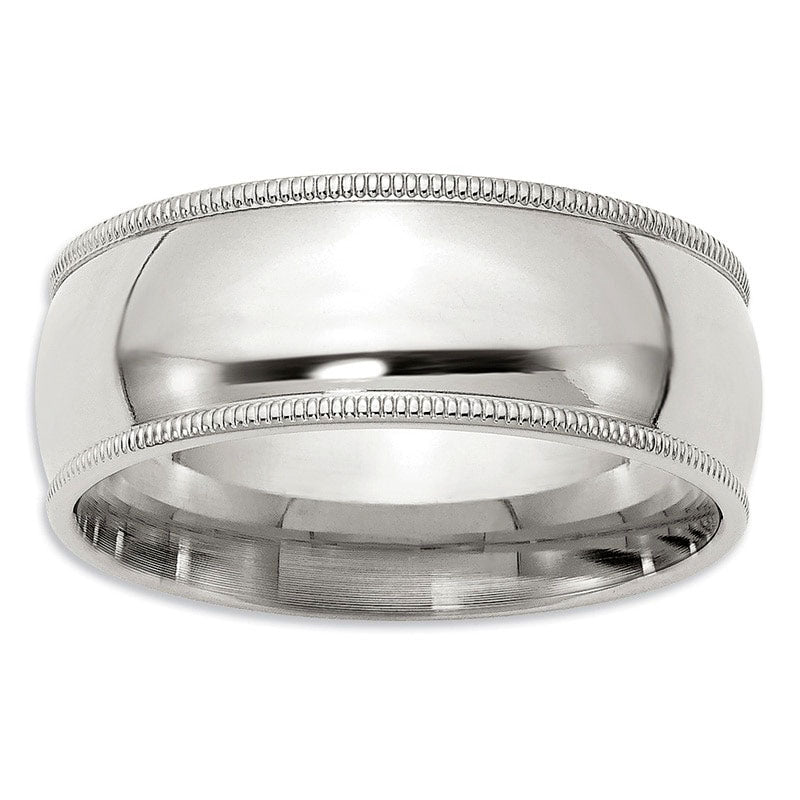 Image of ID 1 Men's 80mm Comfort Fit Milgrain Wedding Band in Sterling Silver