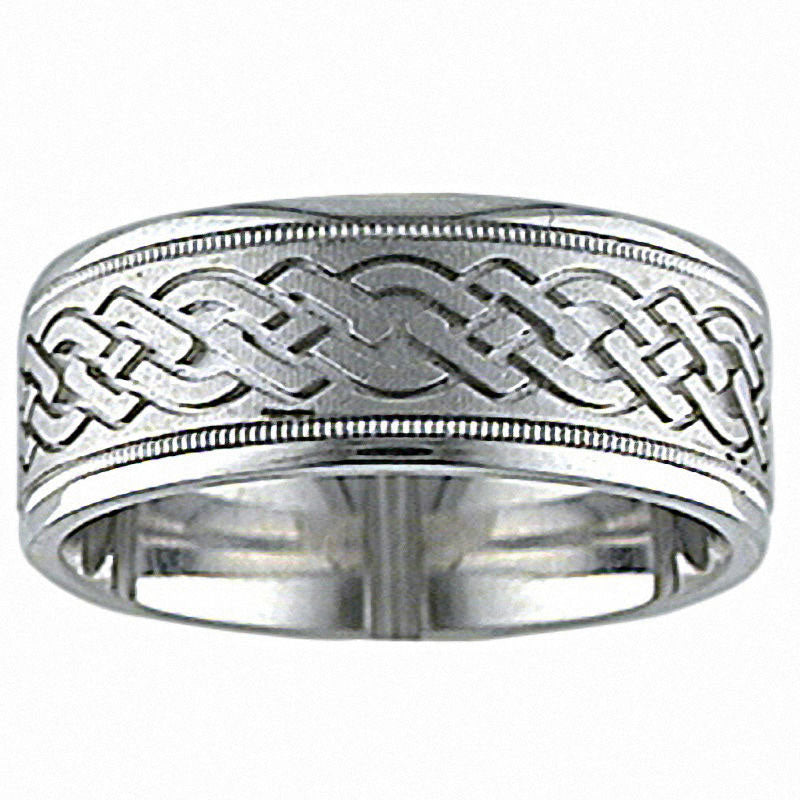 Image of ID 1 Men's 80mm Comfort Fit Wedding Band in Solid 14K White Gold