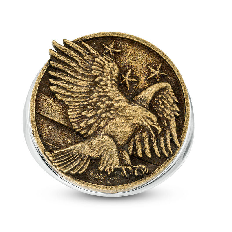 Image of ID 1 Men's Flying Eagle Antique-Finished Signet Ring in Sterling Silver and Bronze