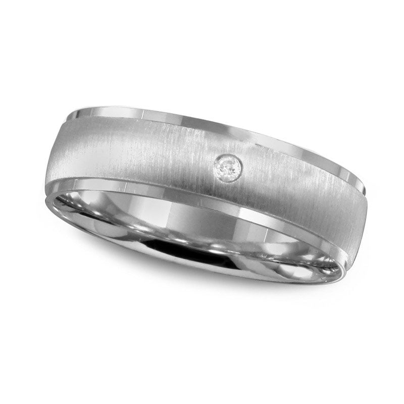 Image of ID 1 Men's Natural Clarity Enhanced Diamond Accent Solitaire Wedding Band in Solid 10K White Gold