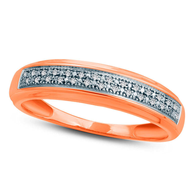 Image of ID 1 Men's Natural Diamond Accent Double Row Wedding Band in Solid 10K Rose Gold