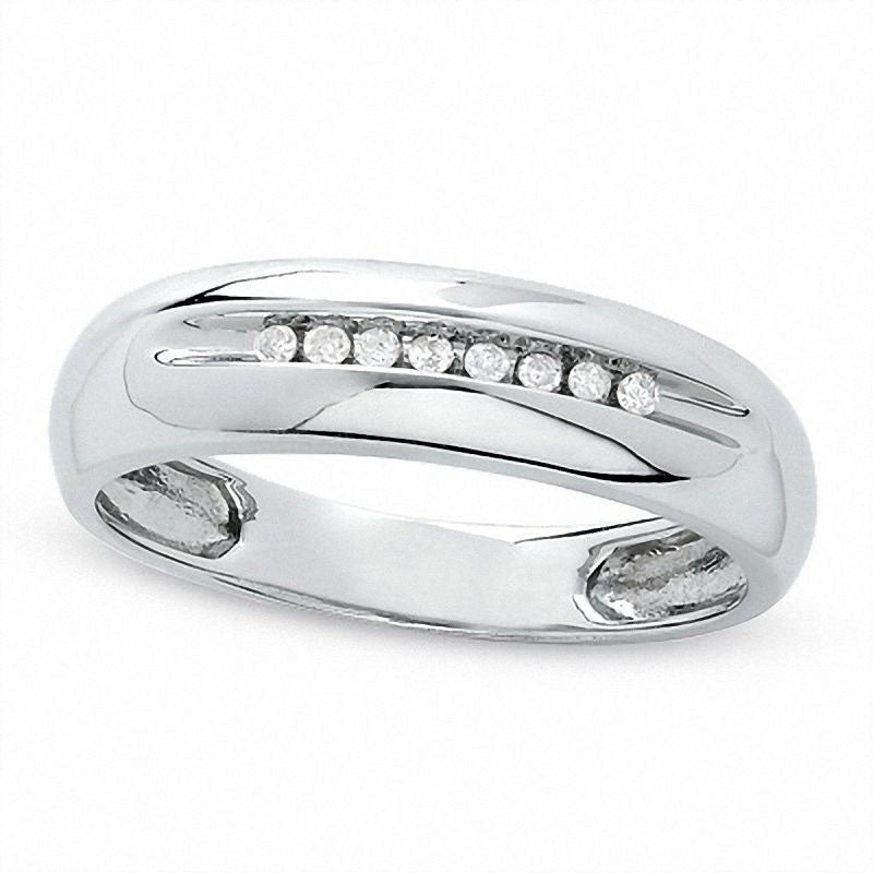 Image of ID 1 Men's Natural Diamond Accent Wedding Band in Solid 10K White Gold