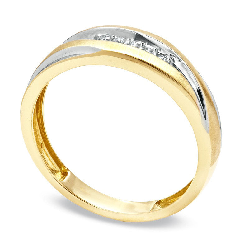 Image of ID 1 Men's Natural Diamond Accent Wedding Band in Solid 10K Yellow Gold
