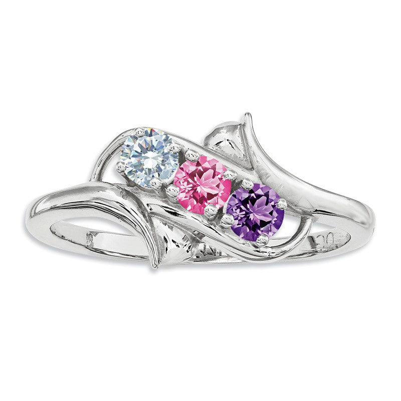 Image of ID 1 Mother's Simulated Birthstone Ring in Sterling Silver (3 Stones)