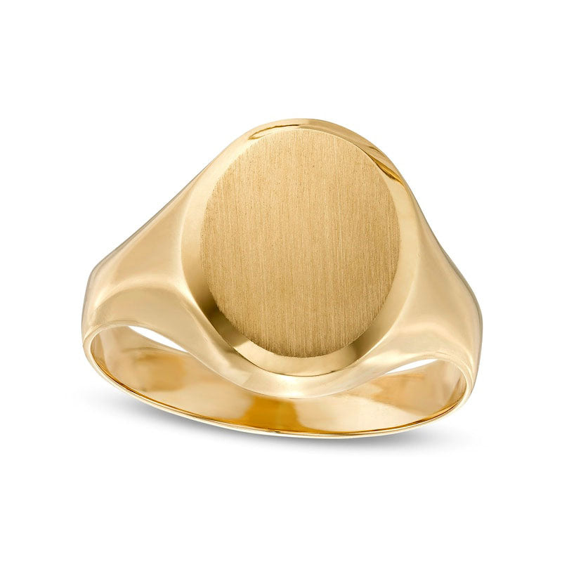 Image of ID 1 Multi-Finish Signet Ring in Solid 10K Yellow Gold