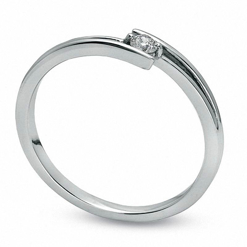 Image of ID 1 Natural Clarity Enhanced Diamond Accent Solitaire Bypass Promise Ring in Solid 10K White Gold