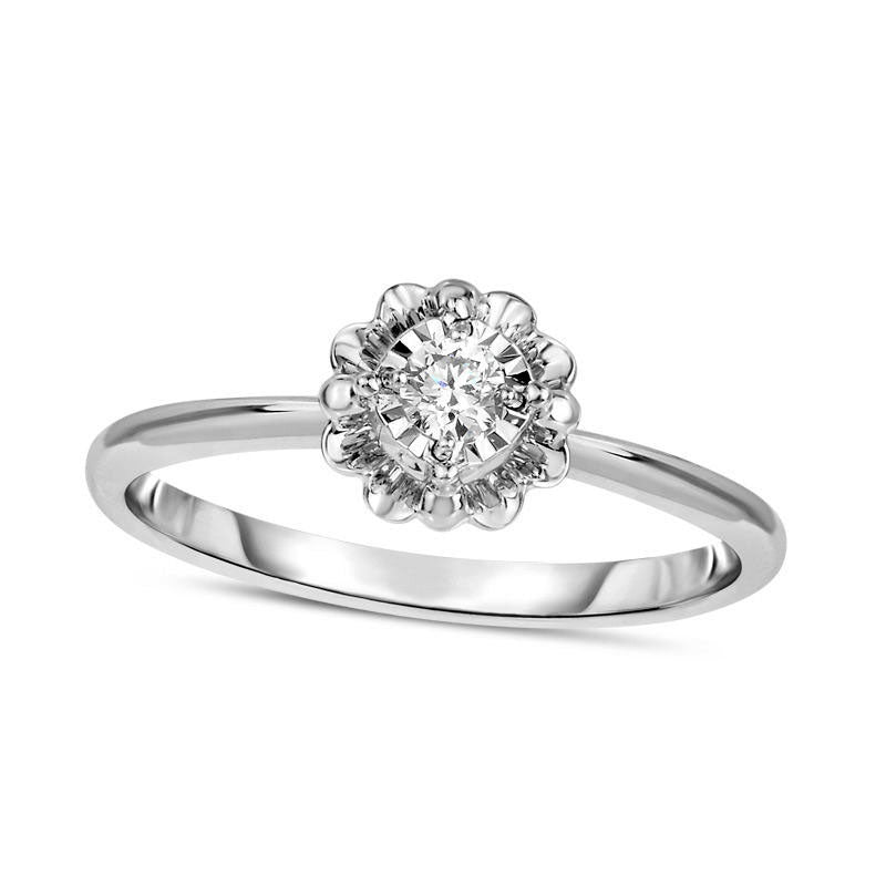 Image of ID 1 Natural Clarity Enhanced Diamond Accent Solitaire Frame Promise Ring in Solid 10K White Gold