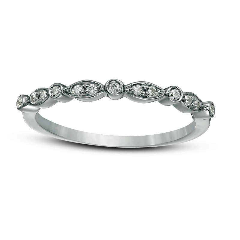 Image of ID 1 Natural Diamond Accent Alternating Round and Marquise Anniversary Band in Sterling Silver