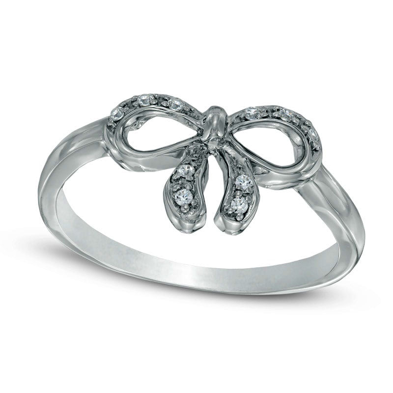 Image of ID 1 Natural Diamond Accent Bow Ring in Sterling Silver