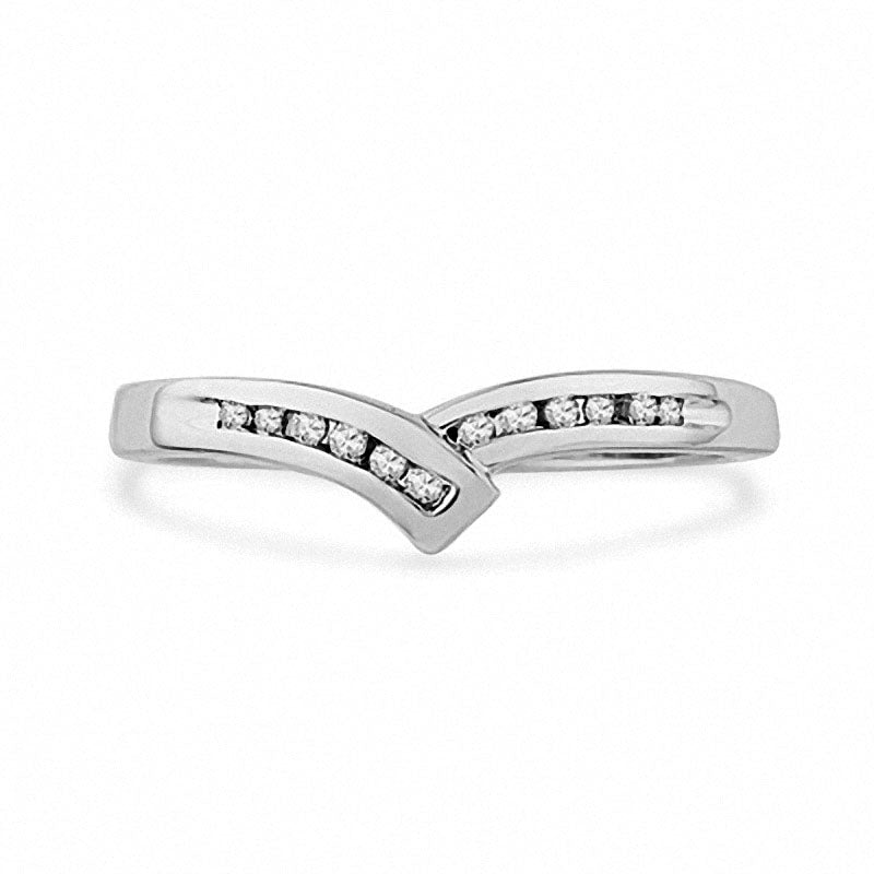 Image of ID 1 Natural Diamond Accent Chevron Band in Sterling Silver
