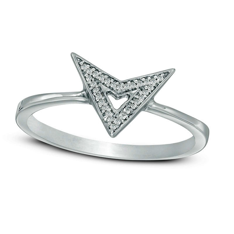 Image of ID 1 Natural Diamond Accent Chevron Triangle Ring in Sterling Silver