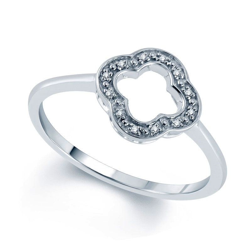 Image of ID 1 Natural Diamond Accent Clover Outline Ring in Sterling Silver
