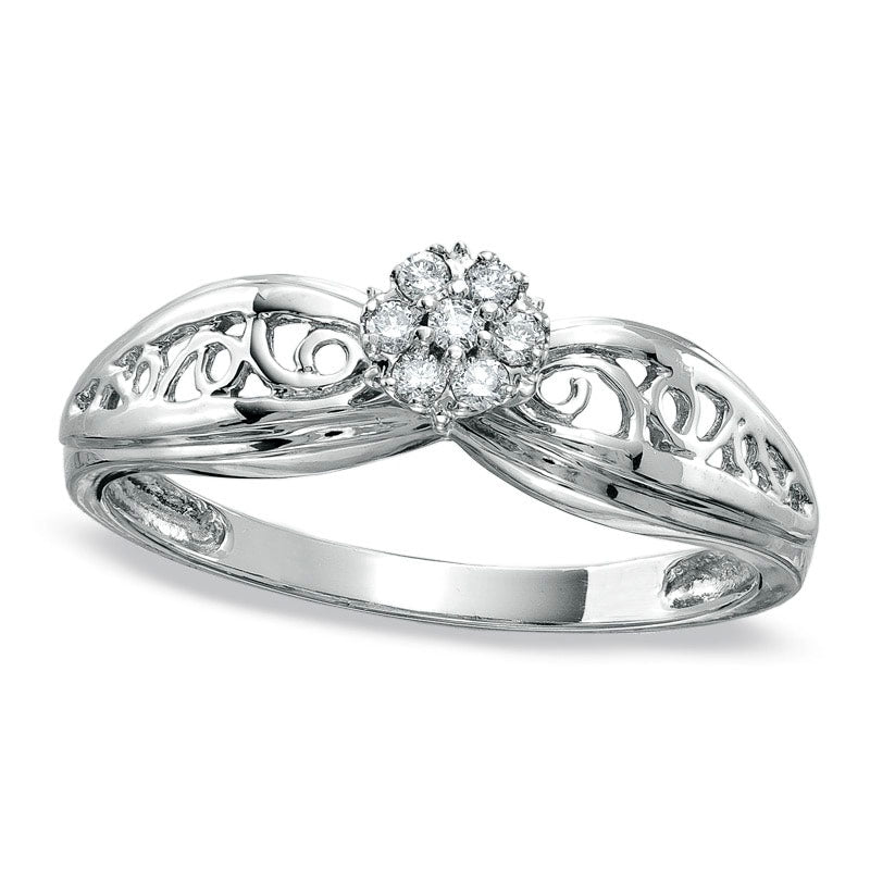Image of ID 1 Natural Diamond Accent Cluster Promise Ring in Solid 10K White Gold