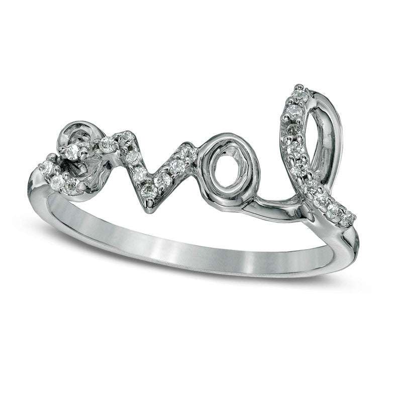 Image of ID 1 Natural Diamond Accent Cursive love Midi Ring in Sterling Silver