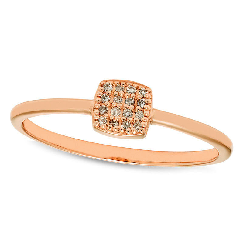 Image of ID 1 Natural Diamond Accent Cushion-Shaped Ring in Solid 10K Rose Gold