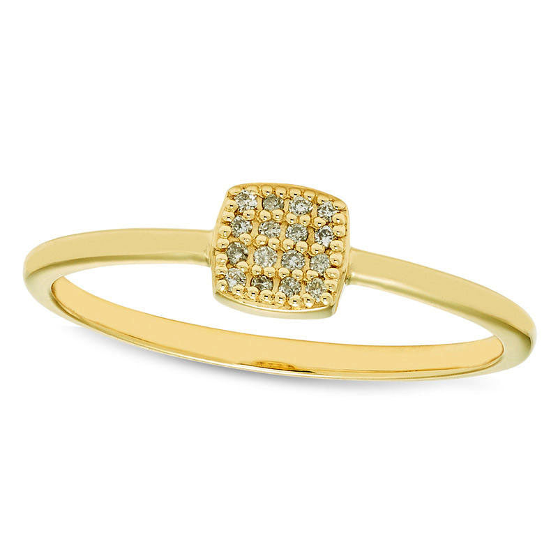 Image of ID 1 Natural Diamond Accent Cushion-Shaped Ring in Solid 10K Yellow Gold