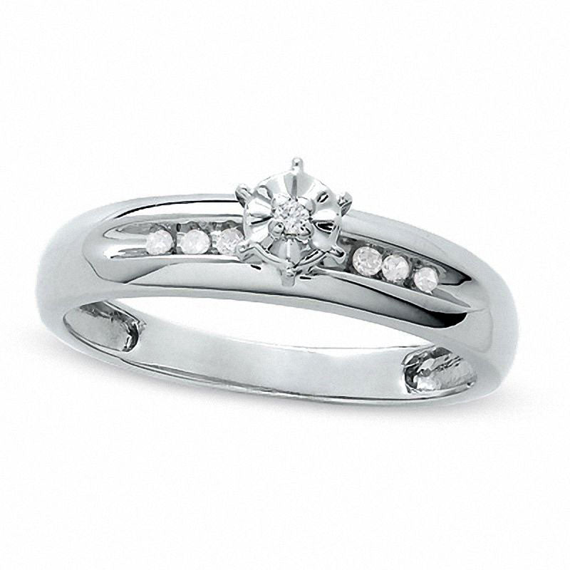 Image of ID 1 Natural Diamond Accent Engagement Ring in Solid 10K White Gold