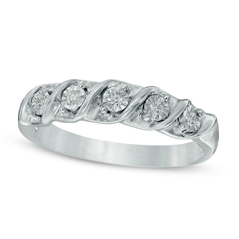 Image of ID 1 Natural Diamond Accent Five Stone S Anniversary Band in Solid 10K White Gold