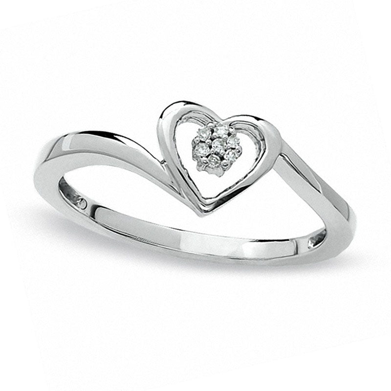 Image of ID 1 Natural Diamond Accent Heart Promise Ring in Solid 10K White Gold
