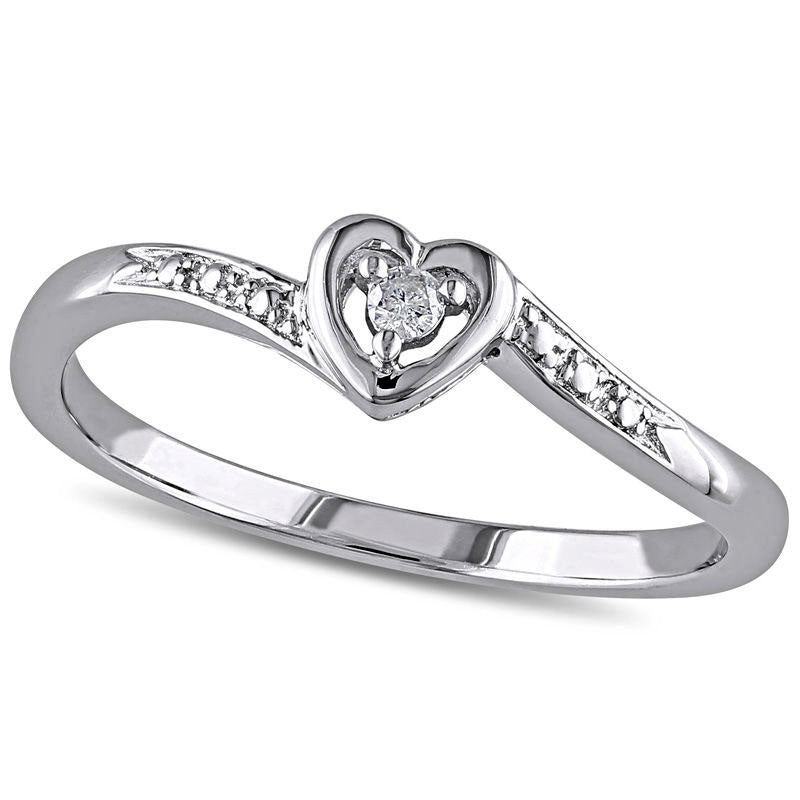 Image of ID 1 Natural Diamond Accent Heart Promise Ring in Sterling Silver